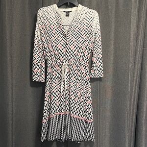 Robert Louis Black, White, and Pink Geometric Dress